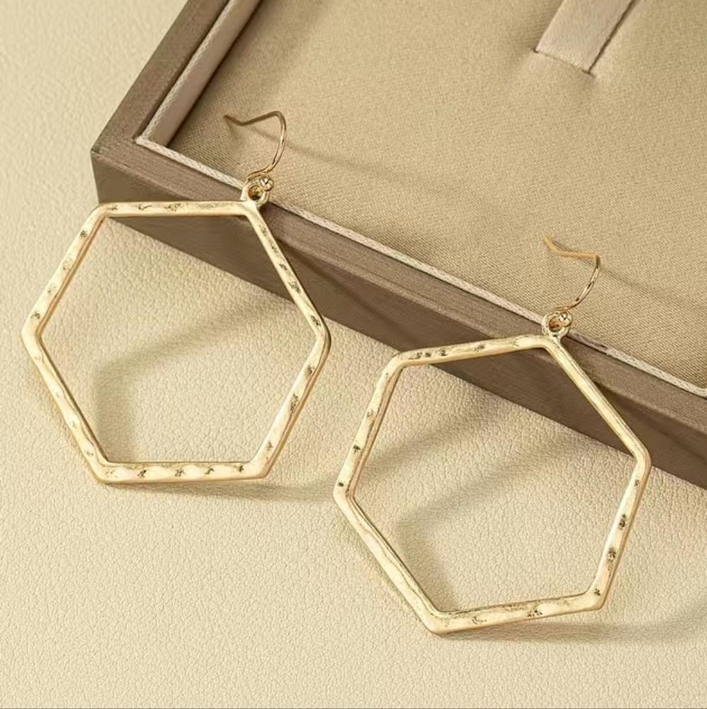 ⭐️NWT Gold Hexagon Dangle Earrings